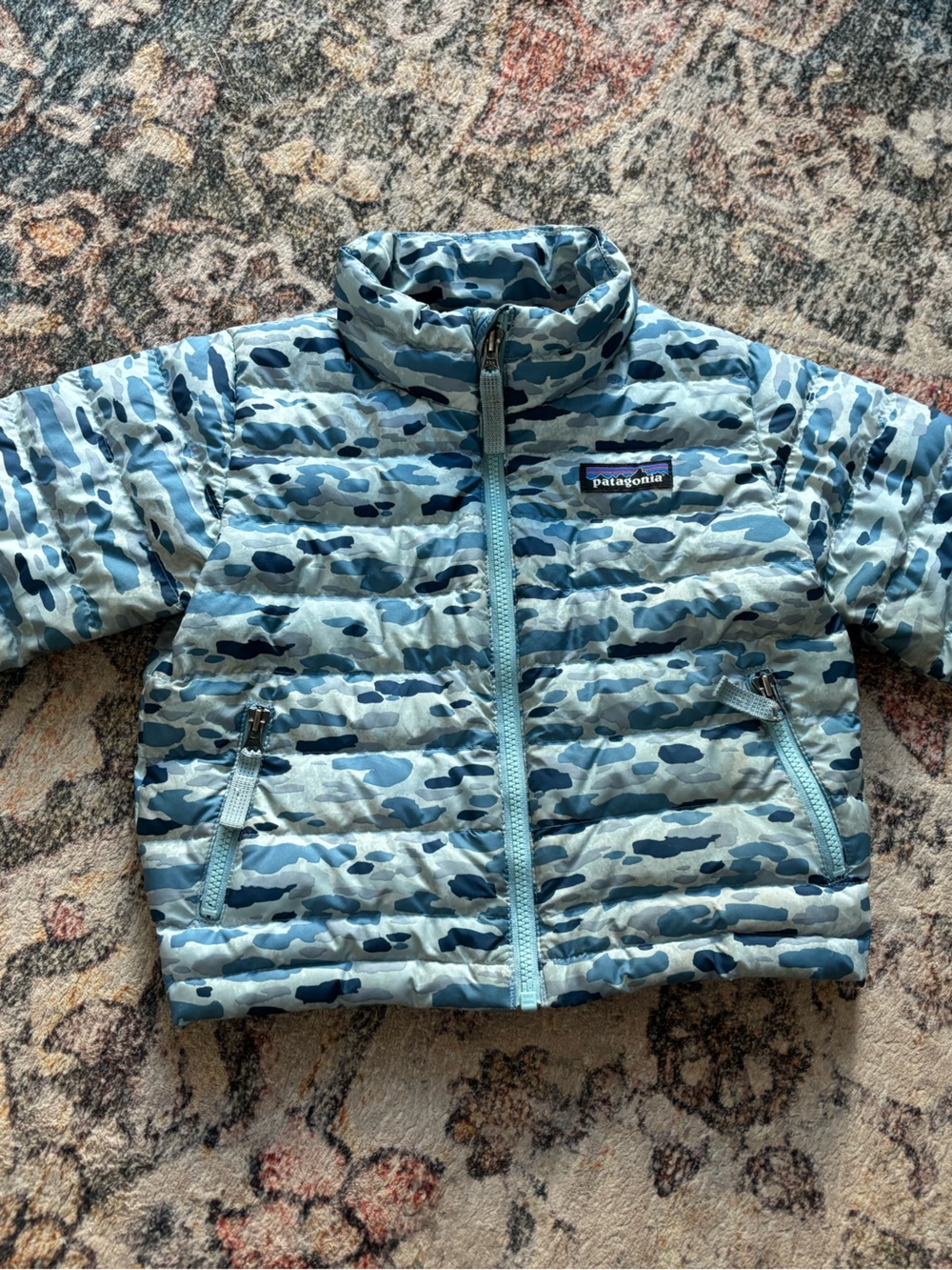 Patagonia Kids Light Blue Camo down filled Jacket